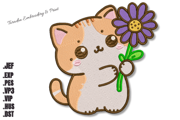 Adorable Cat Embroidery Design