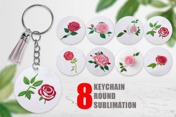 Keychain Rose Embroidery