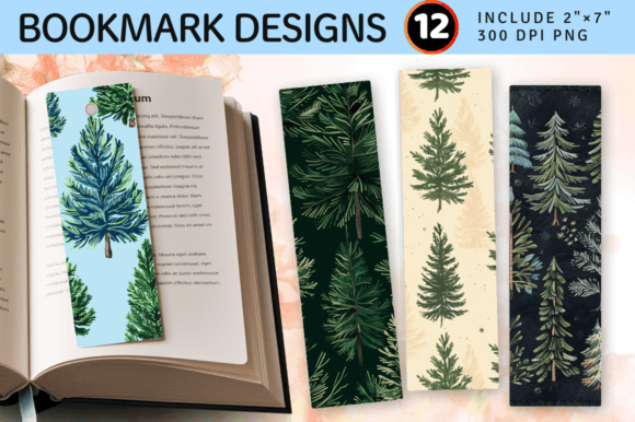 Pine Trees Embroidery PNG Bookmark Design Review